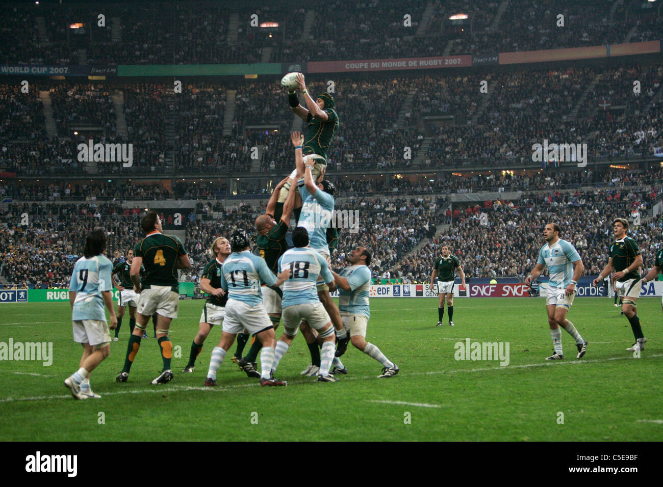 Victor Matfield Rugby Coupe du Monde 2007 AFRIQUE DU SUD v argentine semi finale Stade de France dimanche 14 septembre 07 Banque D'Images