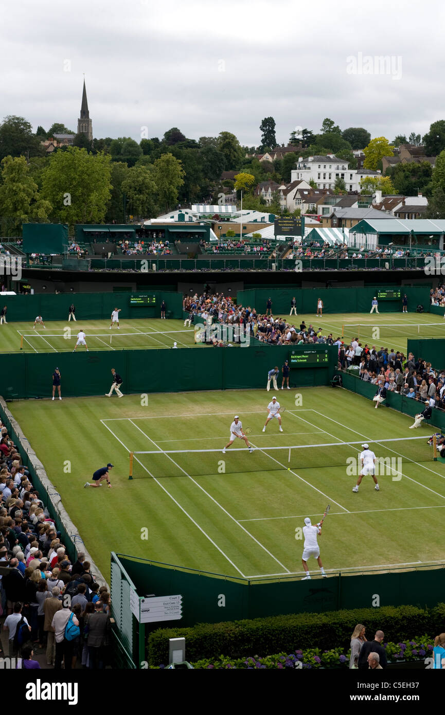 Vue sur cour 7 au cours de la 2011 Championnats de tennis de Wimbledon Banque D'Images