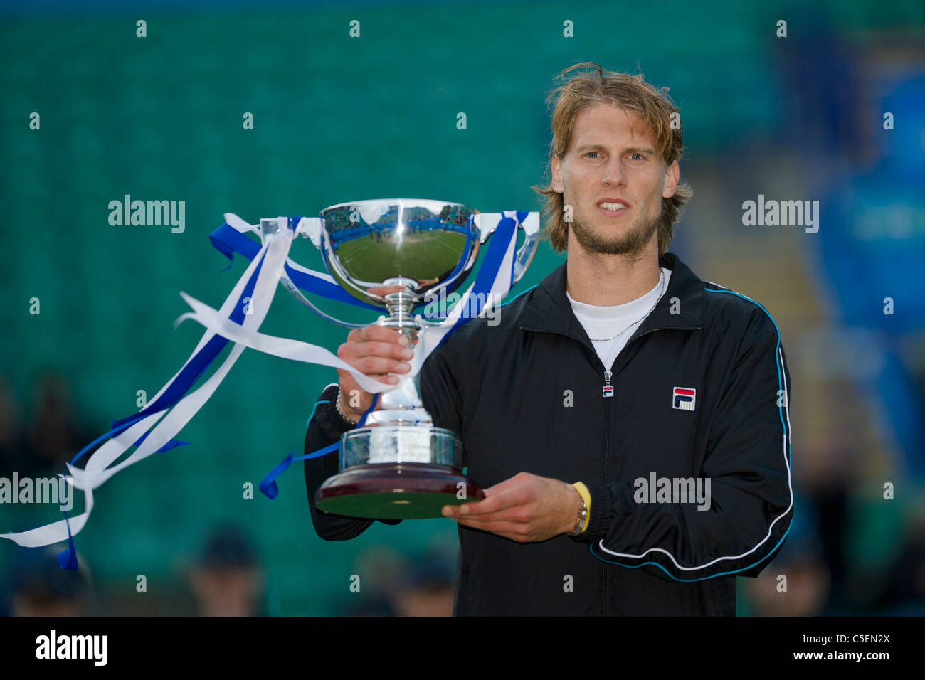 Andreas Seppi de l'Italie avec trophée ATP. Banque D'Images