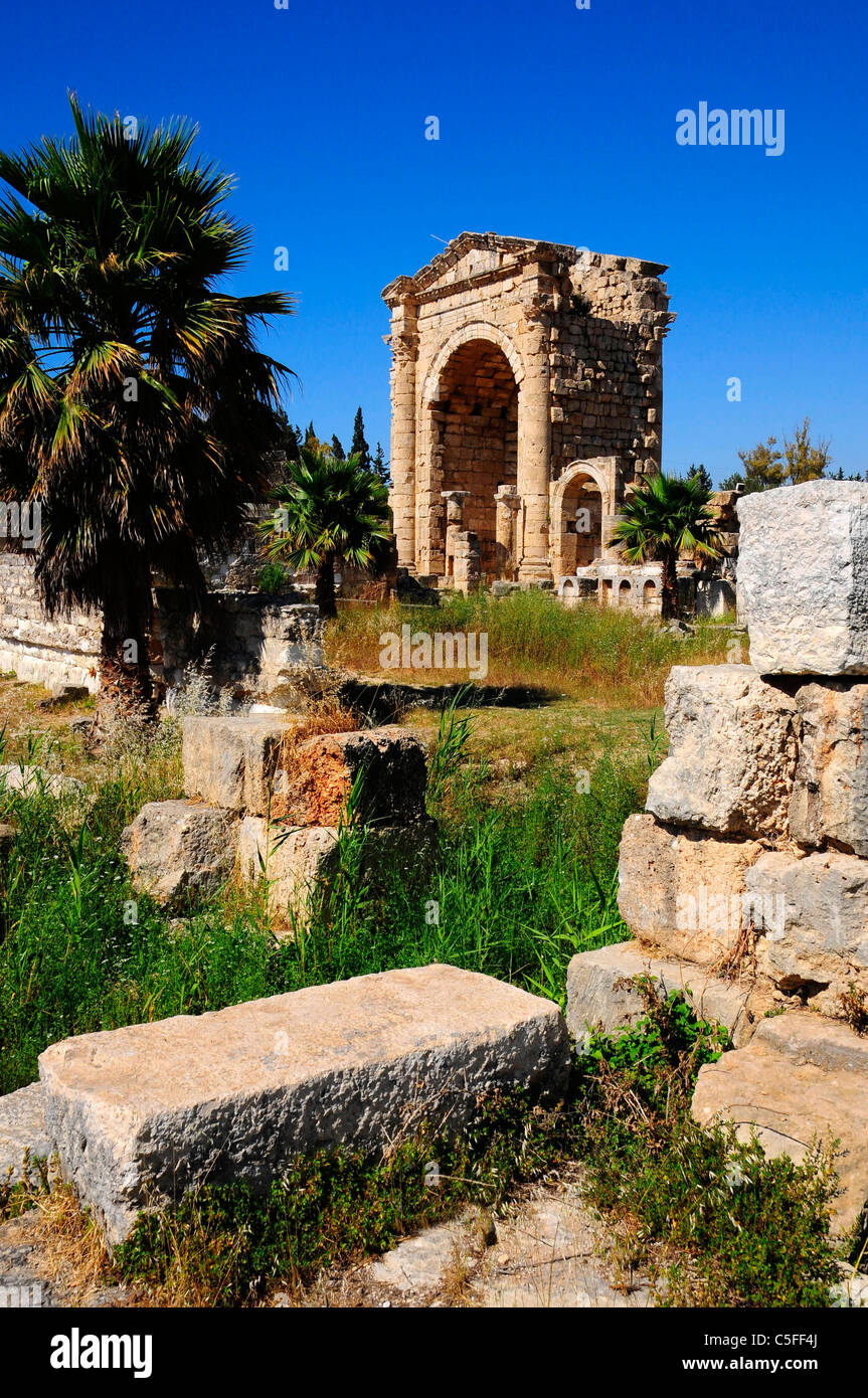 Arc de triomphe romain, Al Bass site , pneu (Sour), UNESCO World Heritage Site. Le Liban. Banque D'Images
