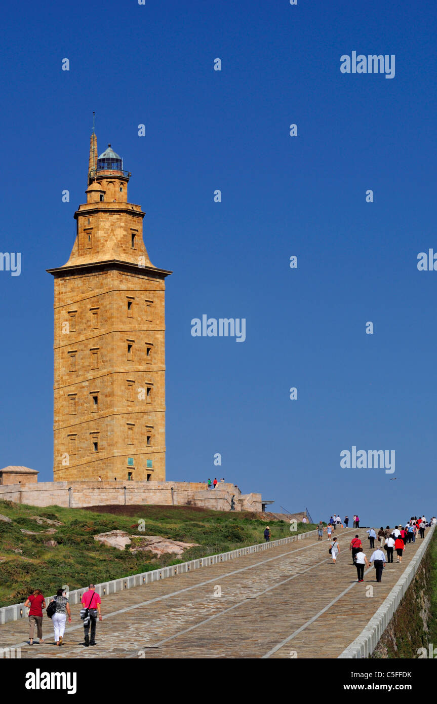 L'Espagne, la Galice : tour d'Hercule dans A Coruna Banque D'Images