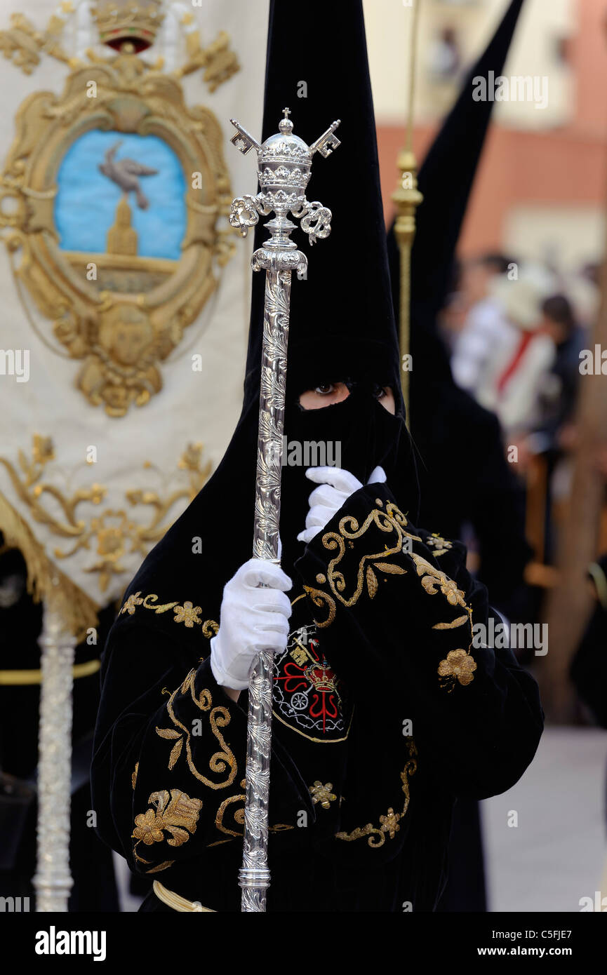 Procession à la Semana Santa (semaine sainte) à Malaga, Andalousie, Espagne Banque D'Images