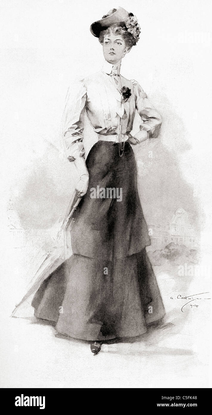 La hauteur de la mode en 1904. Banque D'Images