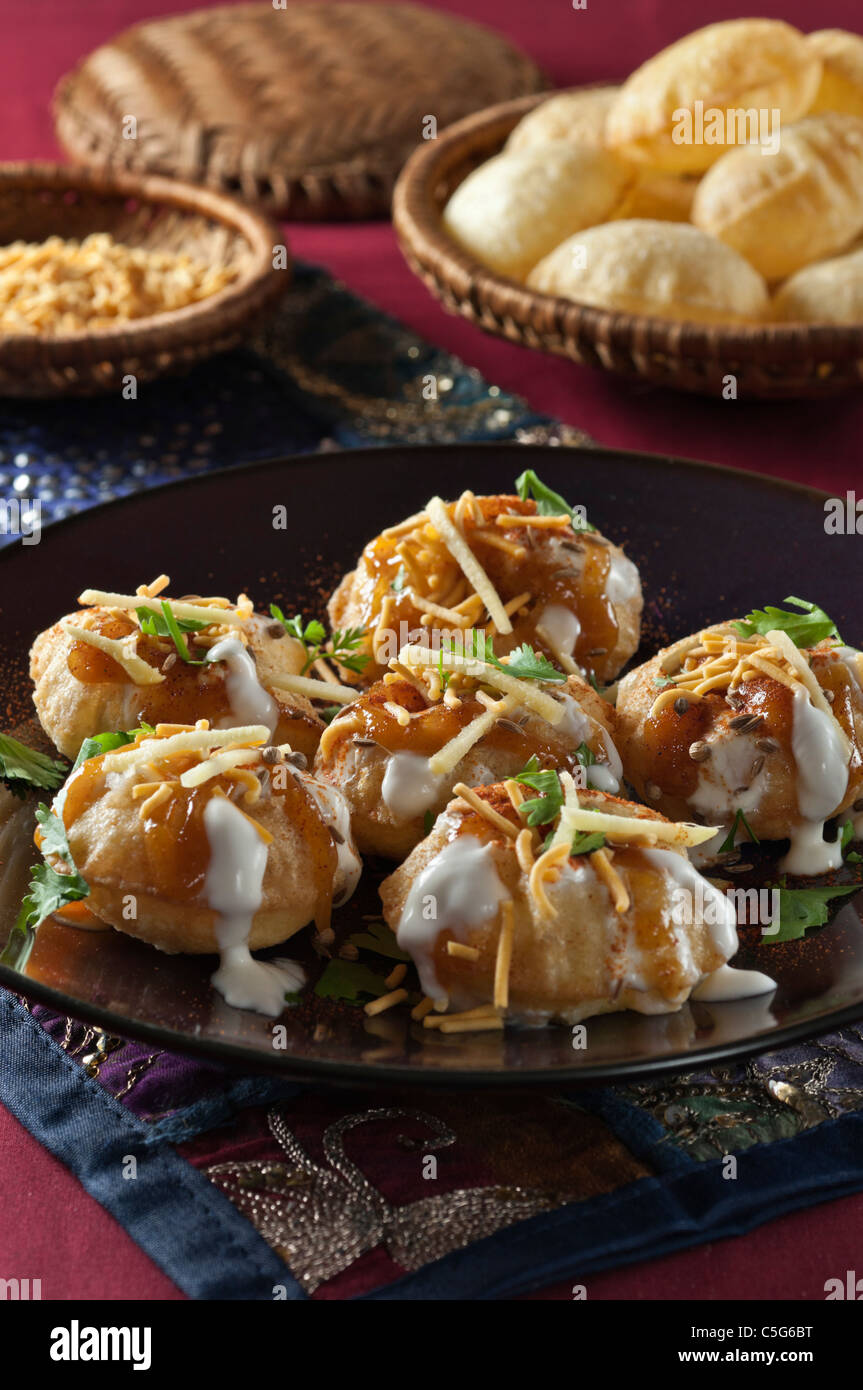 Pani puri. Snack-indiennes Banque D'Images