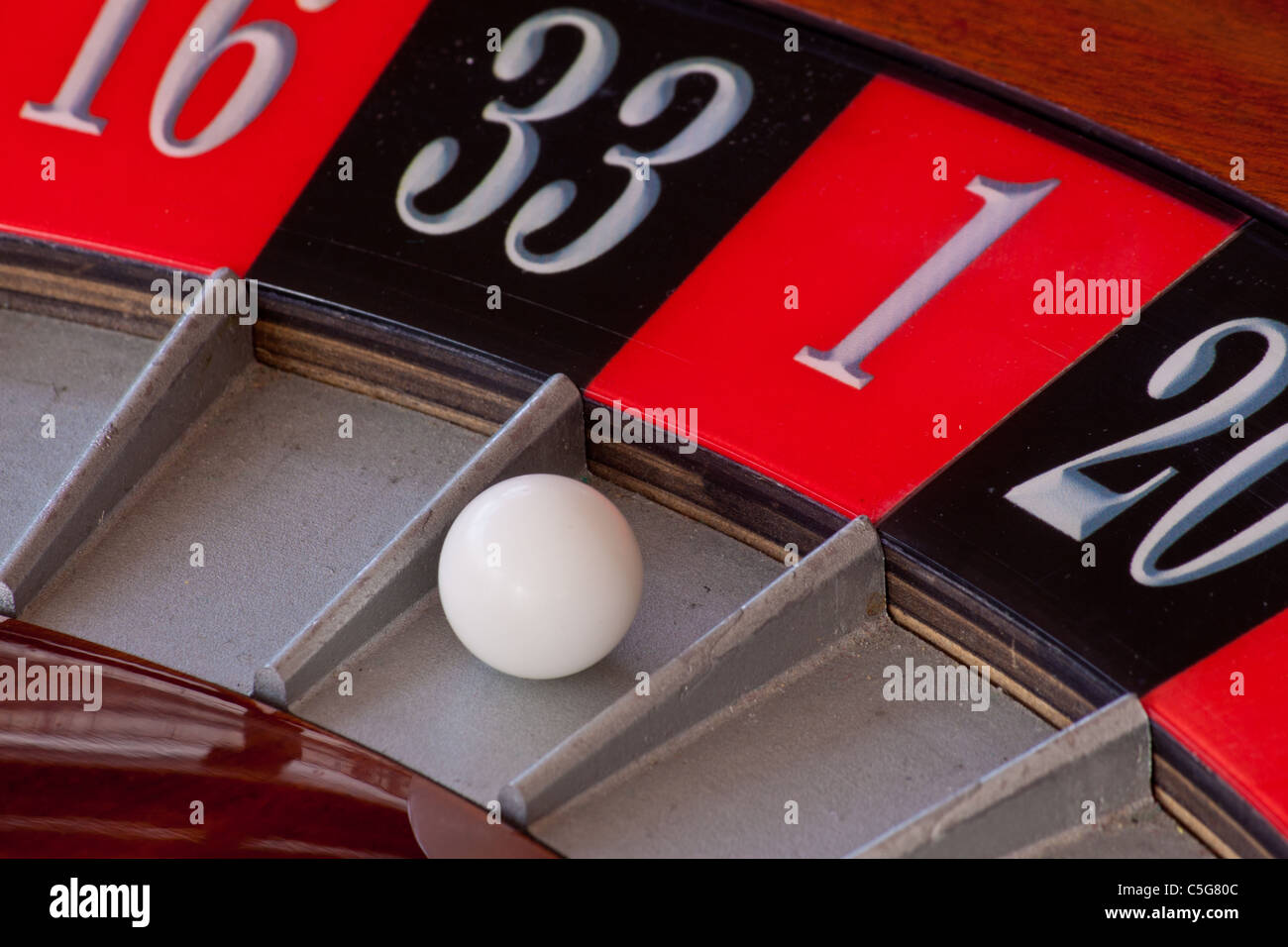 Casino Roulette Européenne numéro #  1 une balle Banque D'Images