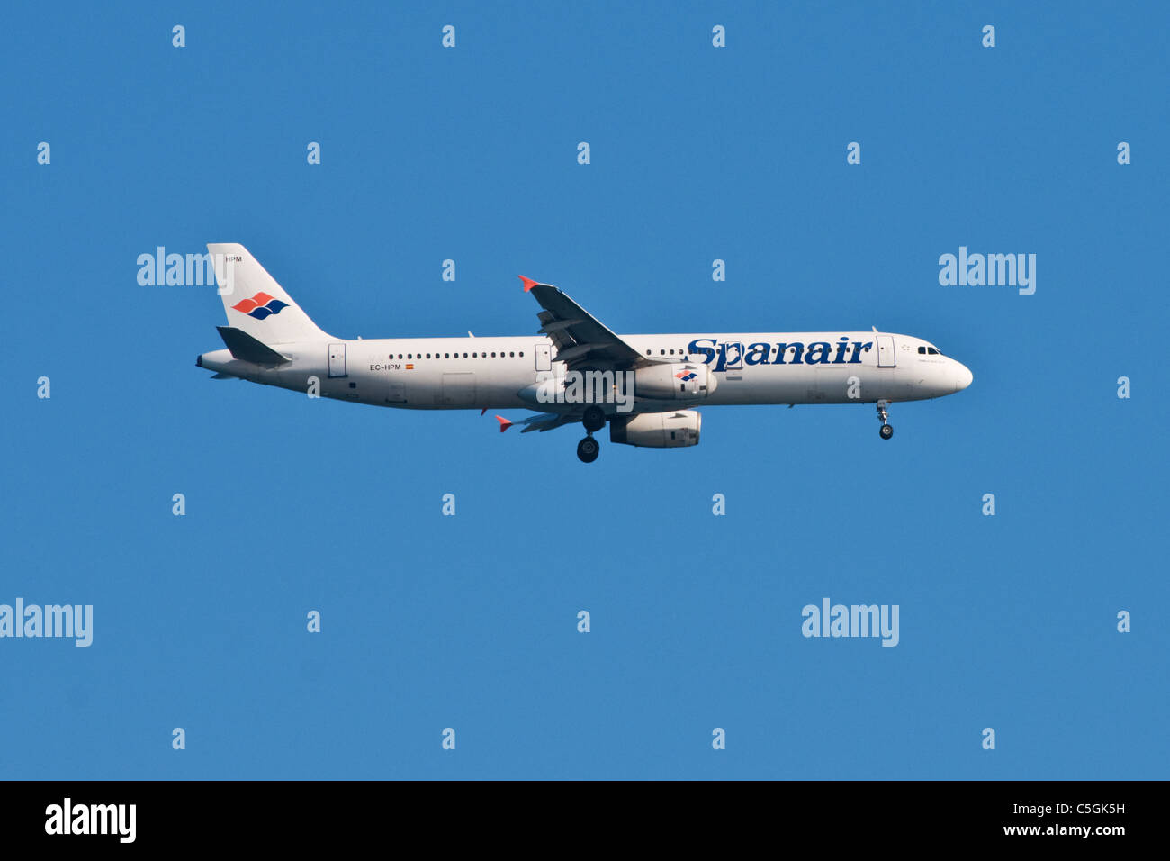 Avion Spanair entrée en terre Banque D'Images