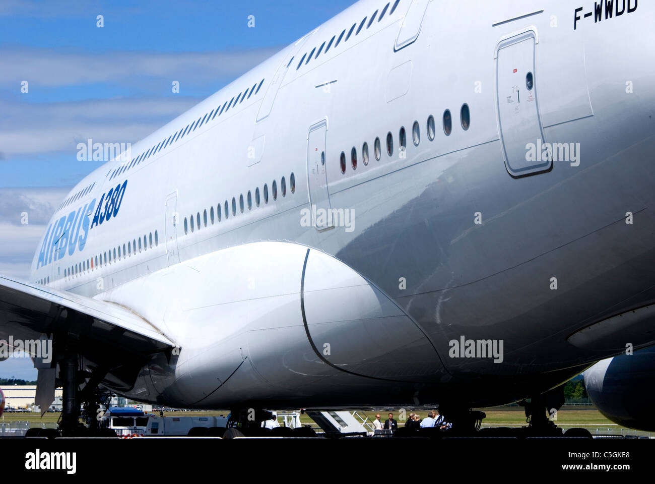 Un Airbus A380 avion de passagers au Farnborough Air Show Banque D'Images