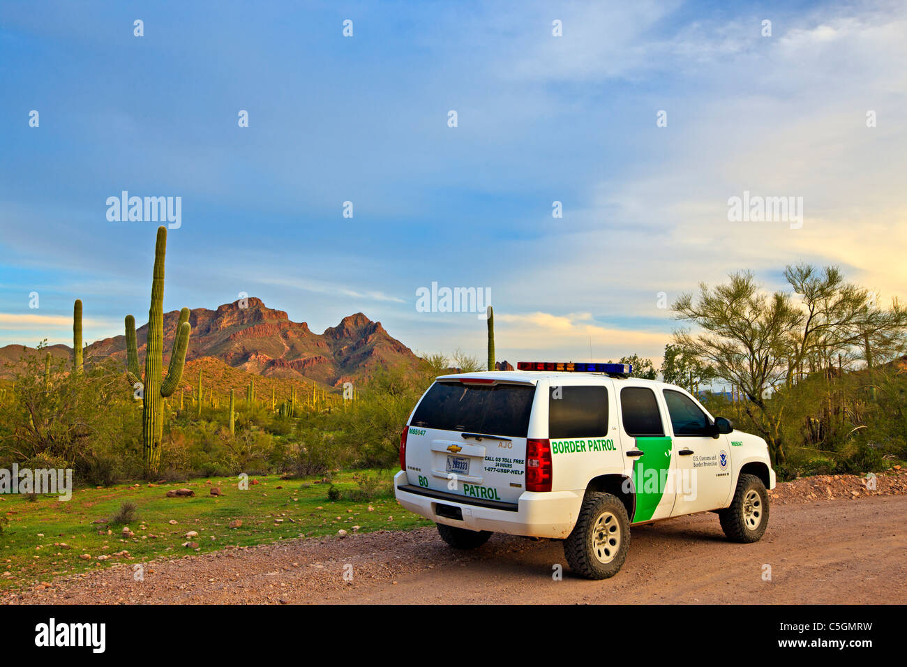 Border Patrol SUV, Organ Pipe National Monument, Arizona, USA Banque D'Images