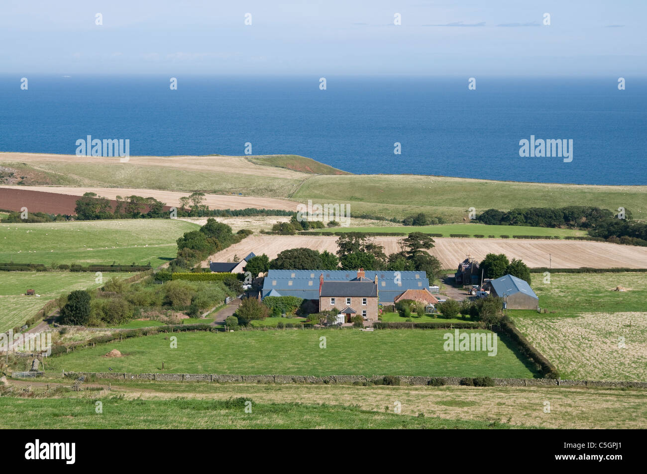 Ferme côtière et de la mer du Nord près de Berwick-on-Tweed - Scottish Borders Banque D'Images