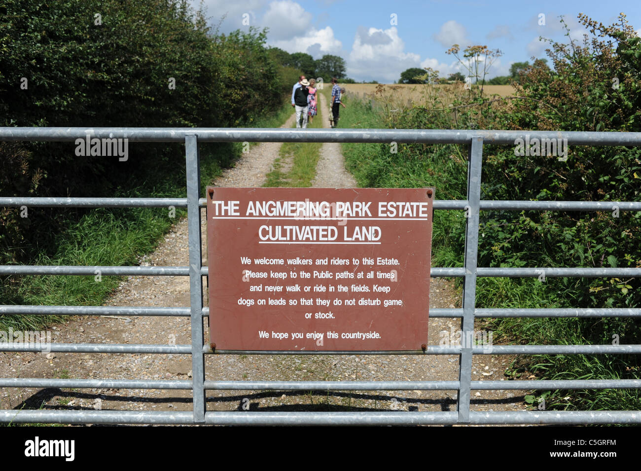 L'Angmering Park vieux pays la voie ou le chemin à travers les terres agricoles Banque D'Images