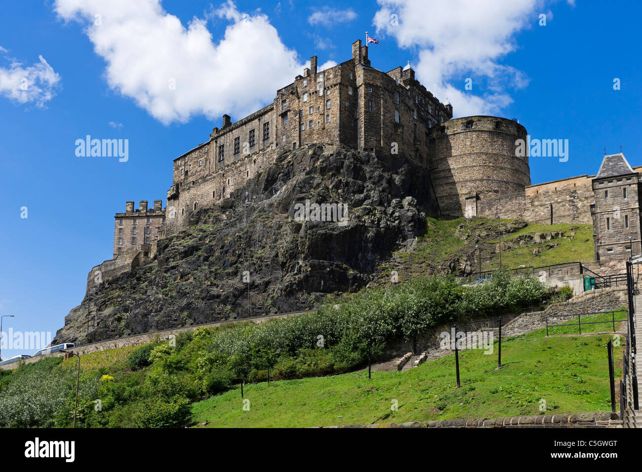 Le Château d'Édimbourg vue de Grassmarket, Vieille Ville, Édimbourg, Écosse, Royaume-Uni Banque D'Images