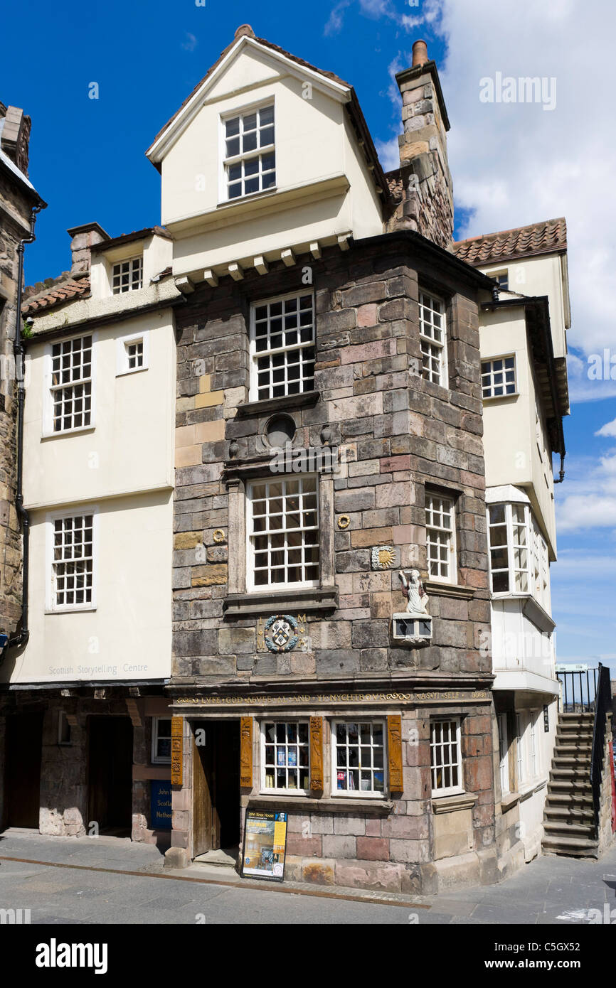 15thC historique 'John Knox House', le Scottish Storytelling Centre, Canongate, The Royal Mile, Édimbourg, Écosse, Royaume-Uni Banque D'Images