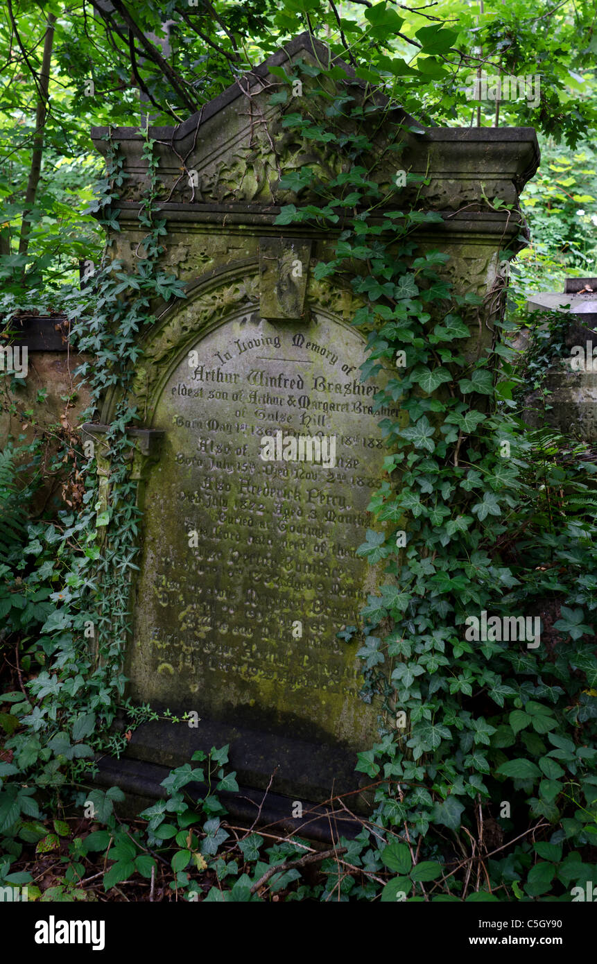 Vieille pierre tombale à West Norwood cemetery à Londres Banque D'Images