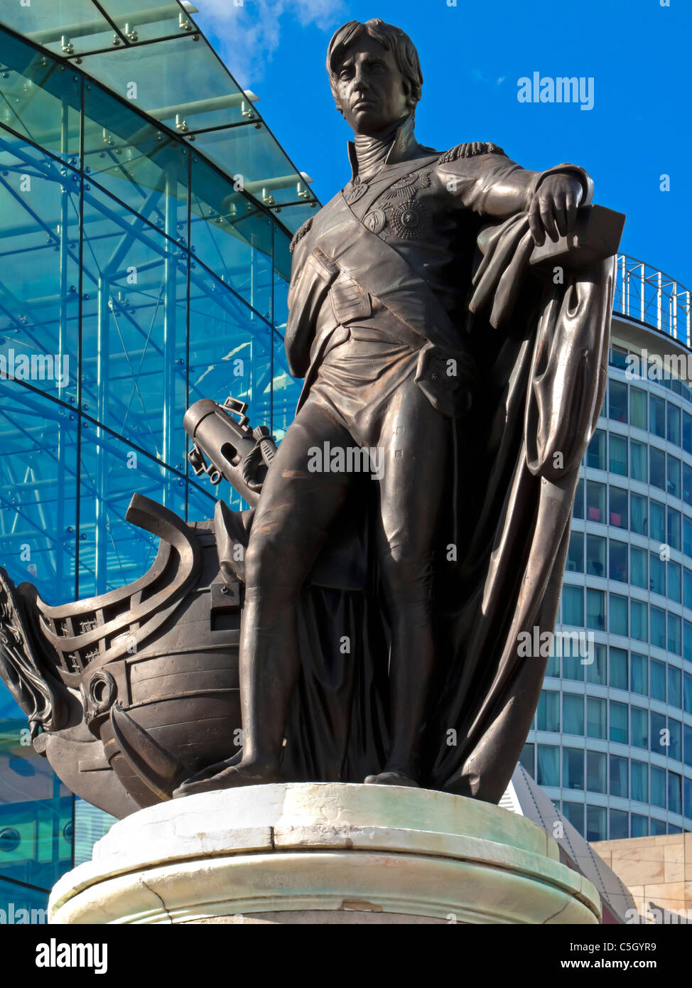 La Statue de l'amiral Nelson par Richard Westmacott Jr., RA (1775-1856) dans l'Arène, Birmingham, Angleterre érigé en 1809 Banque D'Images