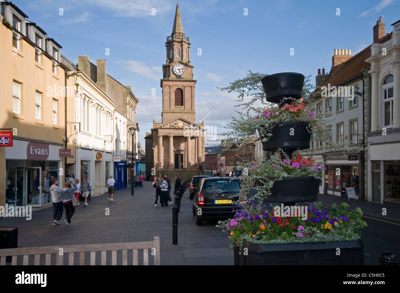 High Street et la Tour de l'horloge Berwick-on-Tweed - Northumberland Banque D'Images