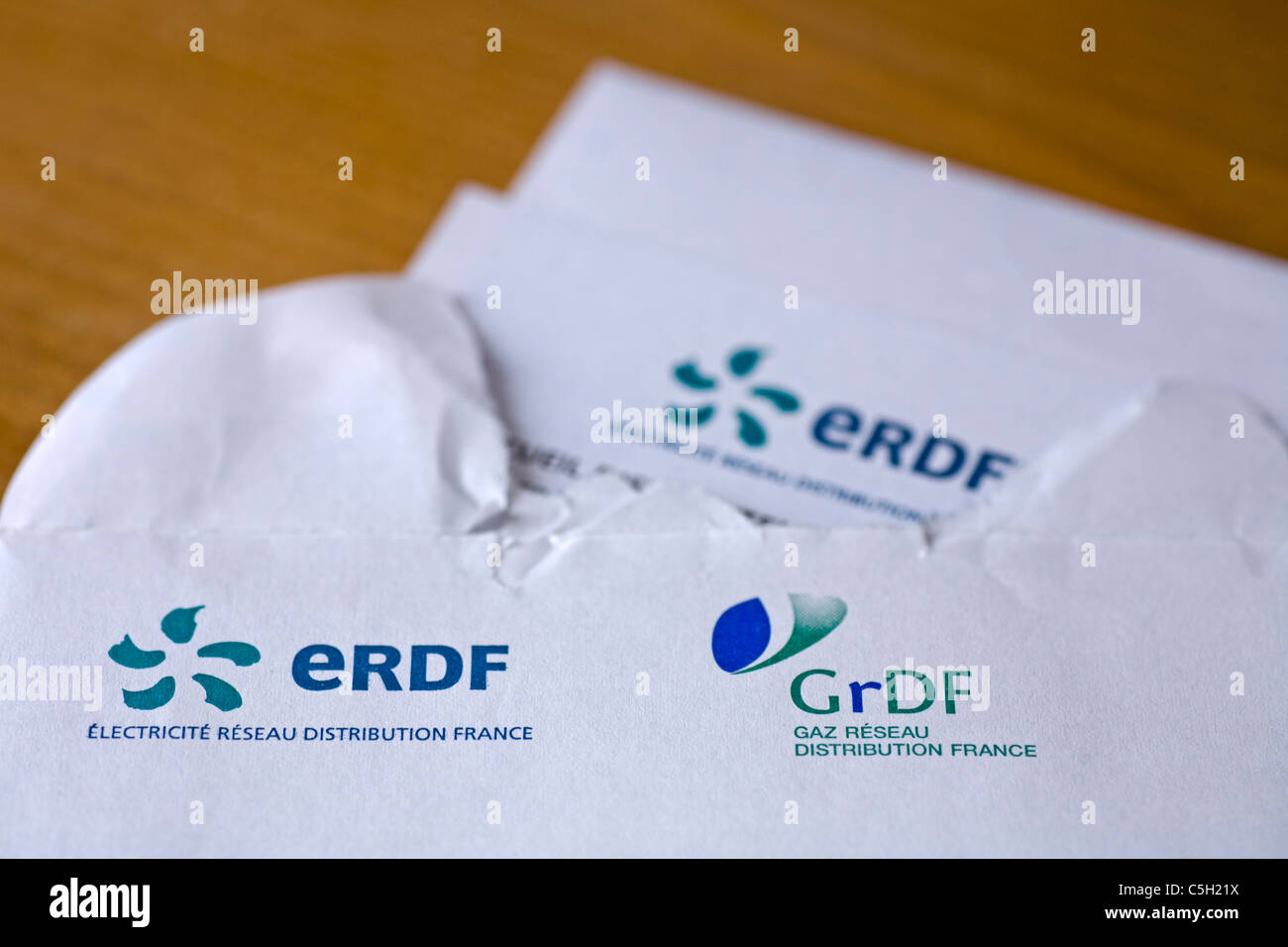 La correspondance d'ERDF et GrDF, distributeur de puissance française Banque D'Images La correspondance d'ERDF et GrDF, distributeur de puissance française Banque D'Images