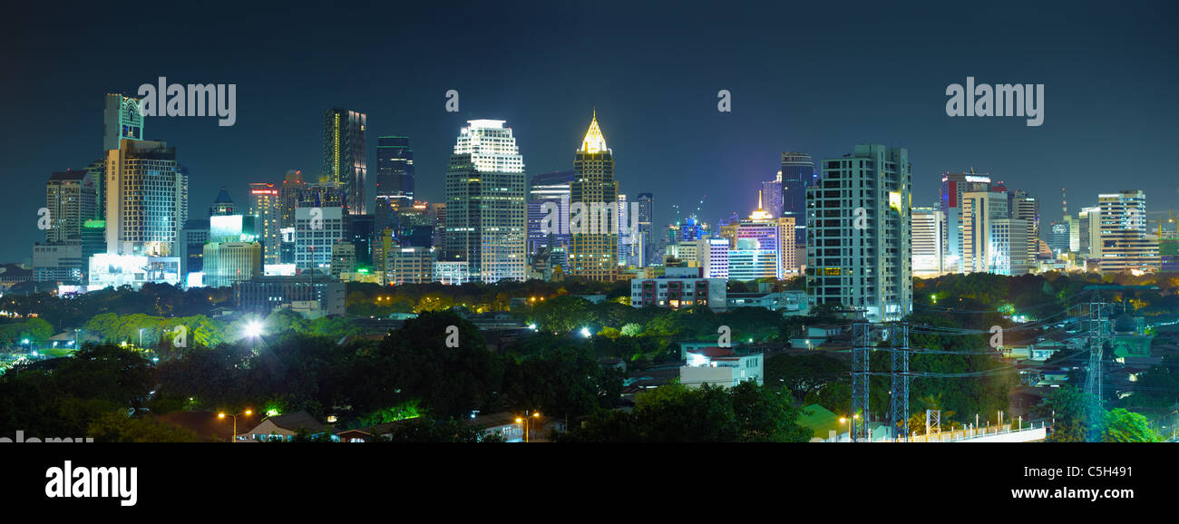 Nuit Panorama metropolis - Bangkok - Thaïlande capitale nationale Banque D'Images