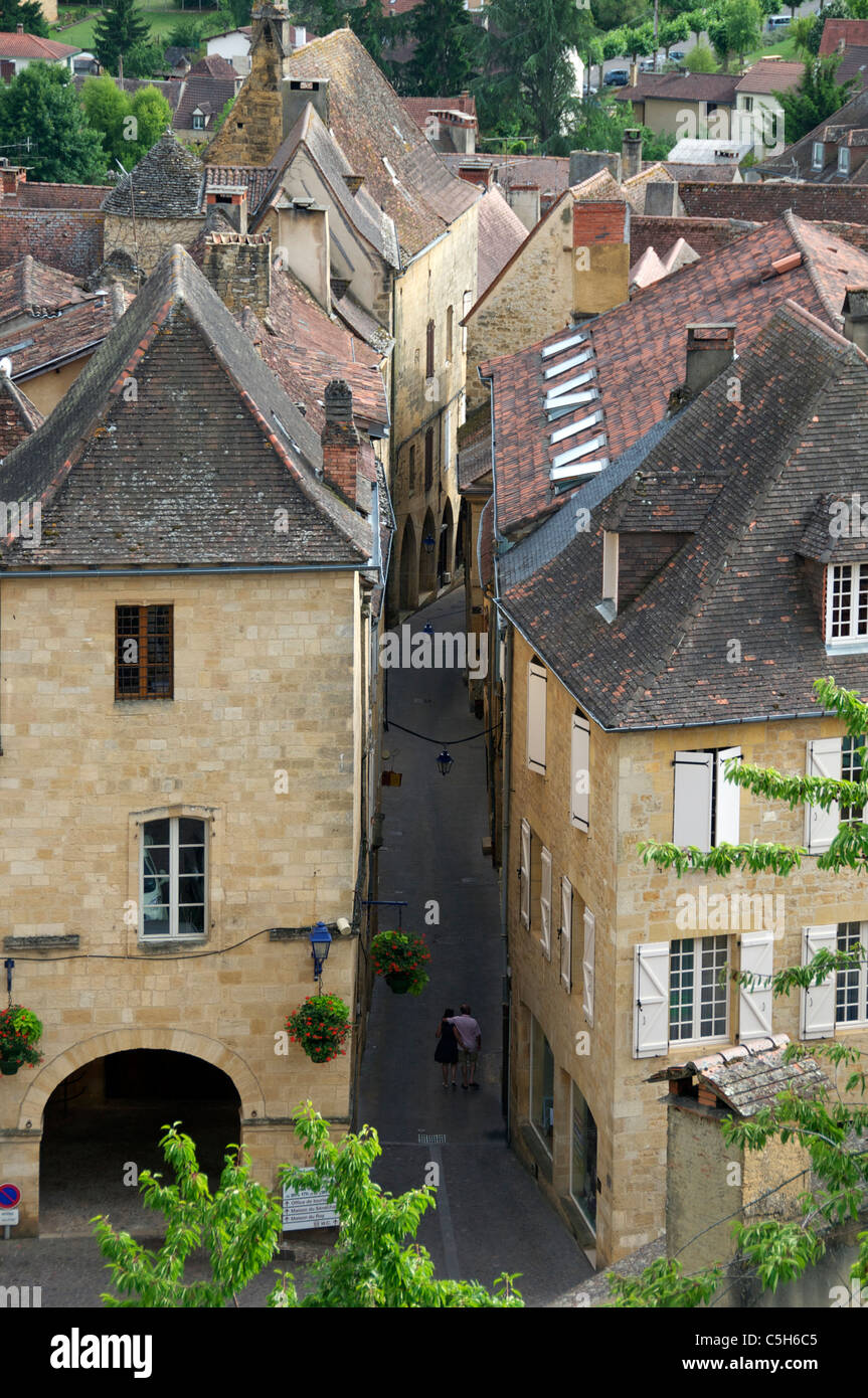 Vue aérienne de la rue du Majou du Gourdon Bouriane France Banque D'Images