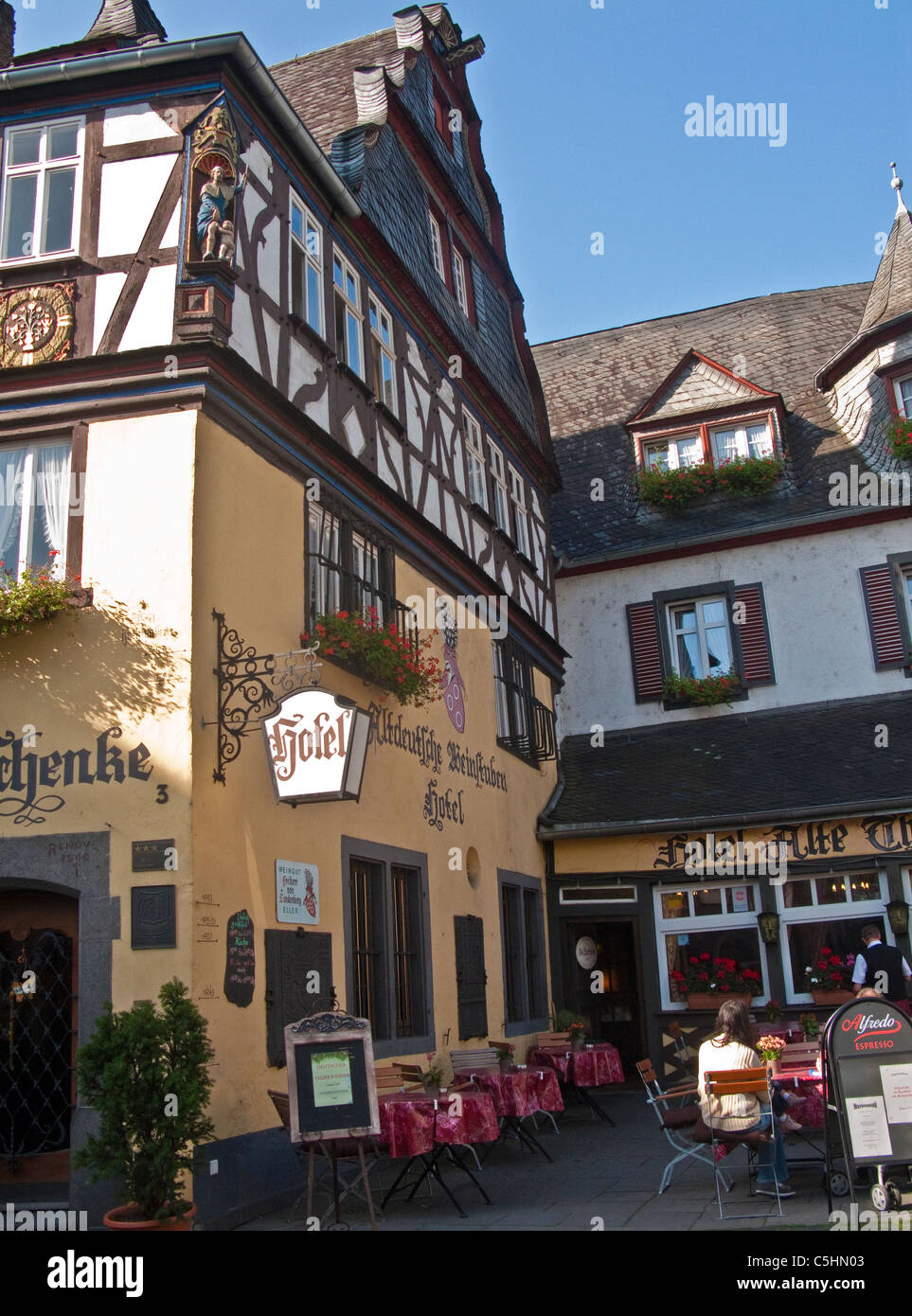 Hôtel, Restaurant, Alte Thorschaenke, am Alten Tor, Cochem, Hôtel, Restaurant, Alte Thorschaenke, vieille ville, Cochem, Moselle Banque D'Images