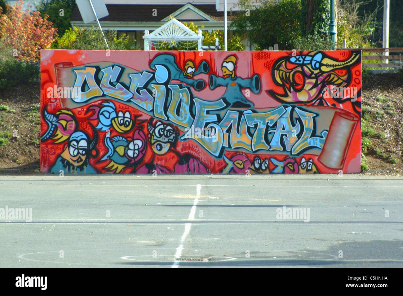 Piscine couverte de graffiti mur occidental de handball en Californie. Banque D'Images