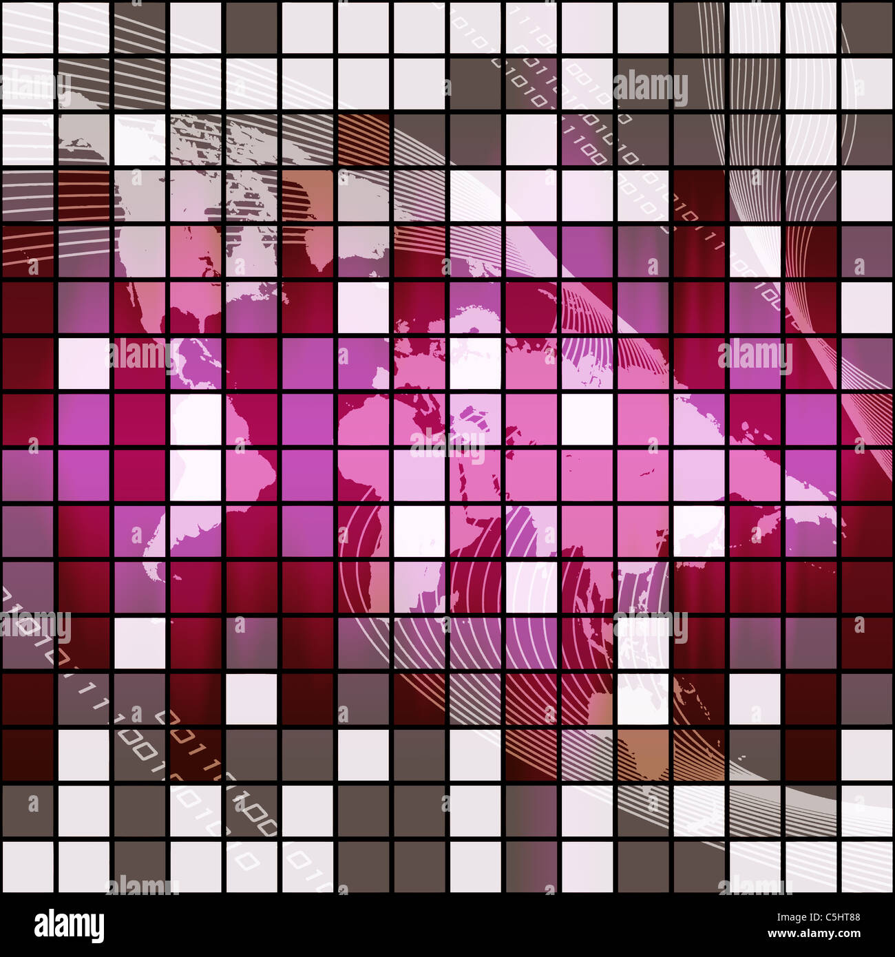 Montage d'une carte du monde avec un code binaire. Cette image fonctionne très bien pour les communications internet et plus encore. Banque D'Images