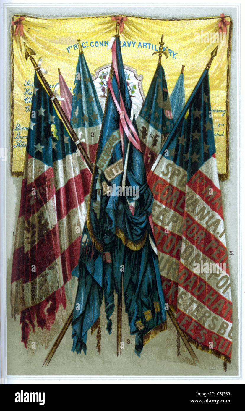 Célèbre Bataille Union Flags - Guerre civile Drapeaux Banque D'Images