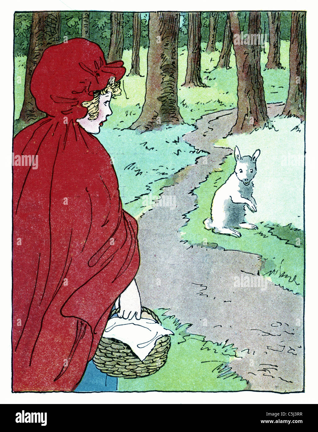 Le Petit Chaperon Rouge Livre Ancien Illustration Banque D'Images