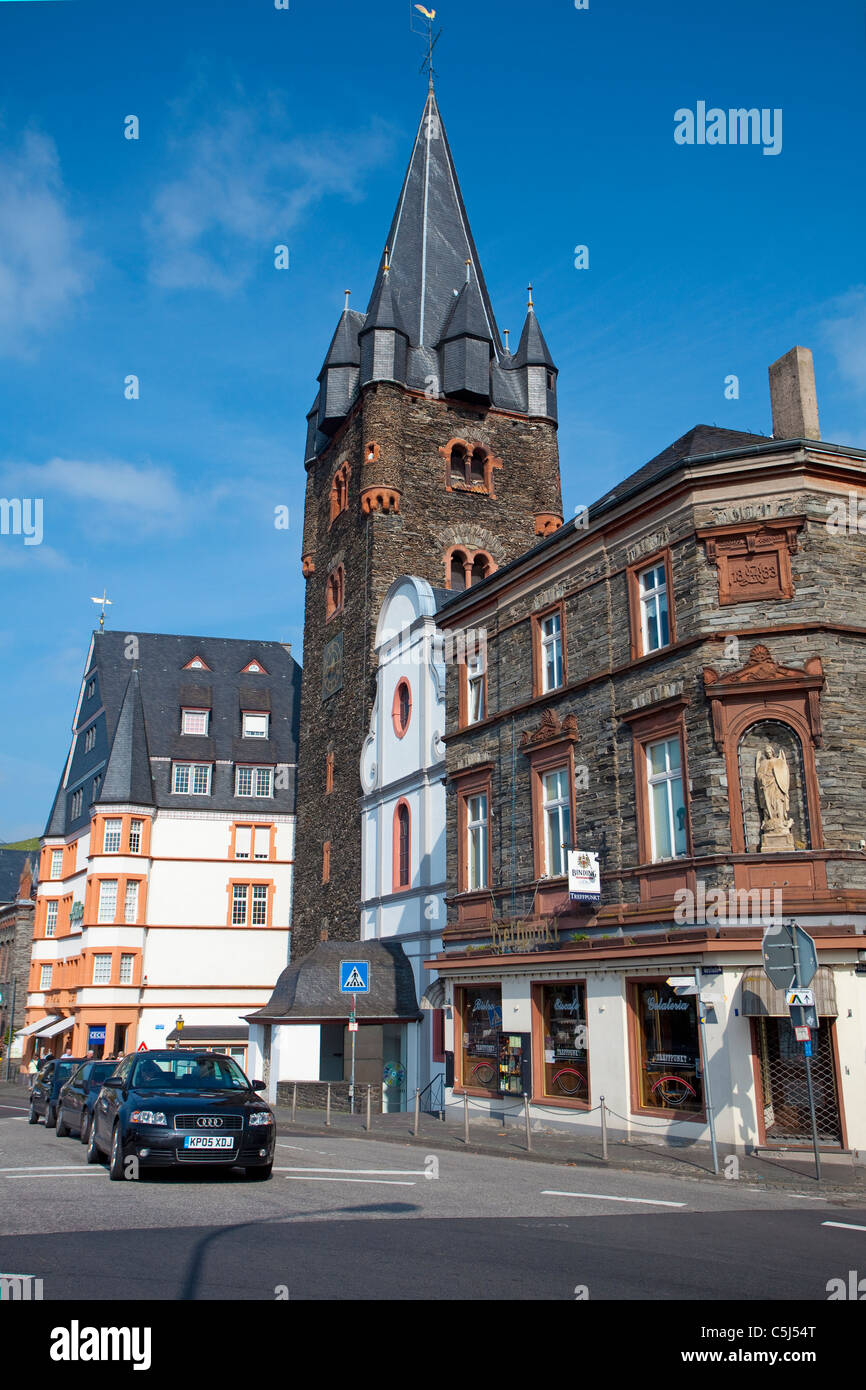 Église paroissiale Saint Michel, historischer Stadtkern, Bernkastel-Kues, Michael, Saint Michael Church, vieille ville Banque D'Images