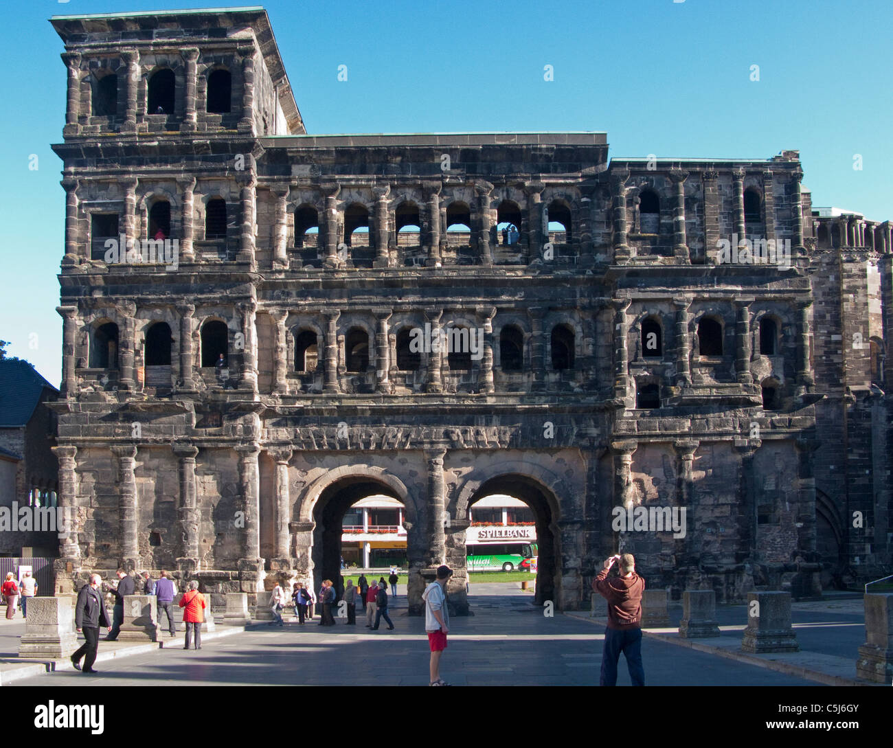Porta Nigra, Wahrzeichen von Trier und UNESCO Weltkulturerbe, La Porta Nigra, monument, patrimoine mondial de l'UNESCO Banque D'Images