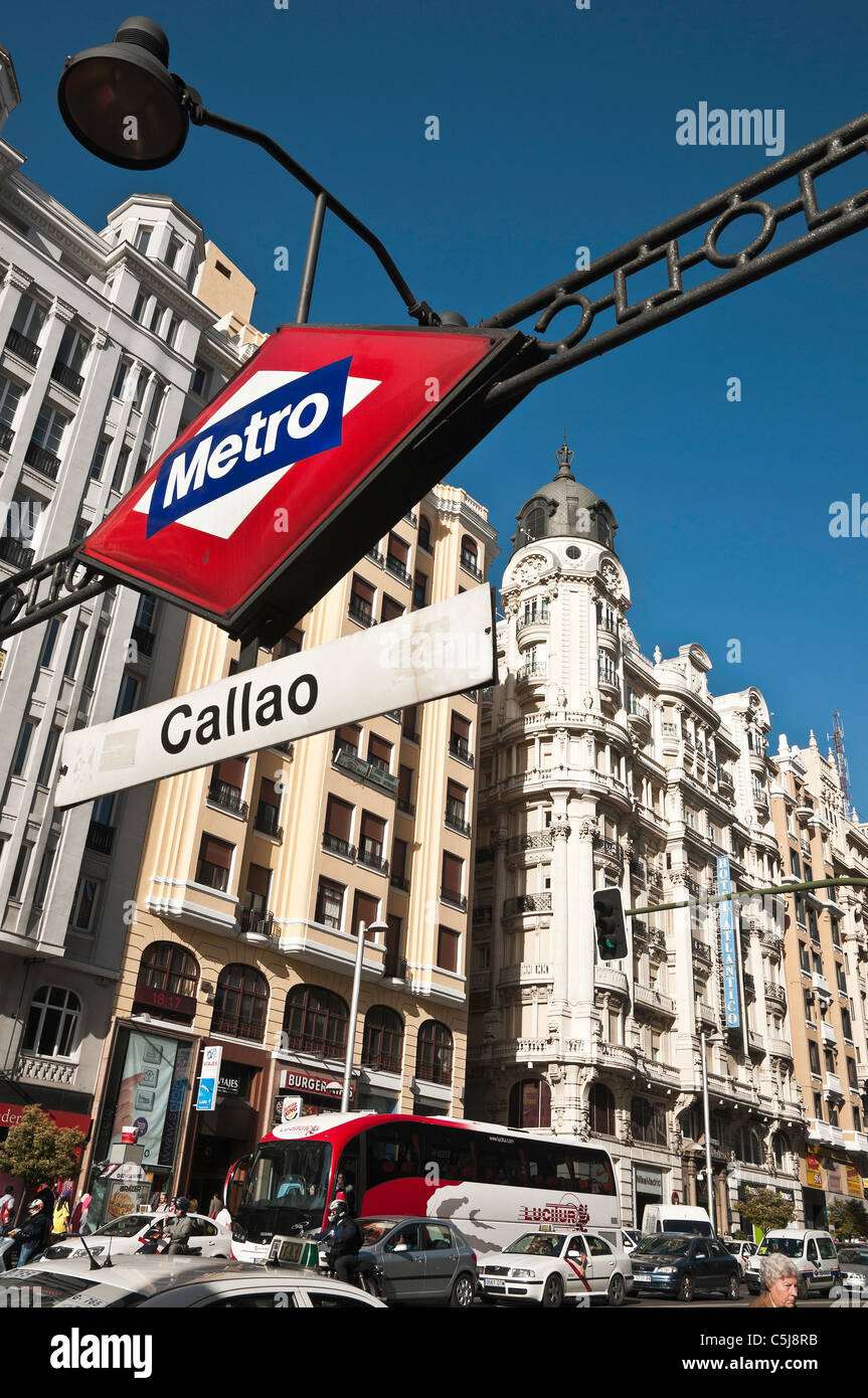 La station de métro Callao sur la Gran Via, au coeur de Madrid, dans le quartier commercial et de shopping, Madrid, Espagne Banque D'Images