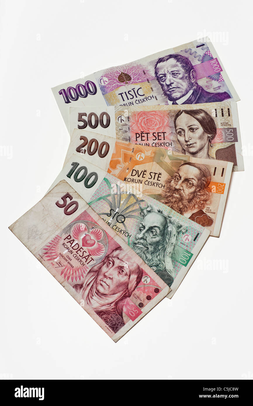 Detailansicht von Tschechische Kronen | photo de détail divers couronne tchèque Banque D'Images