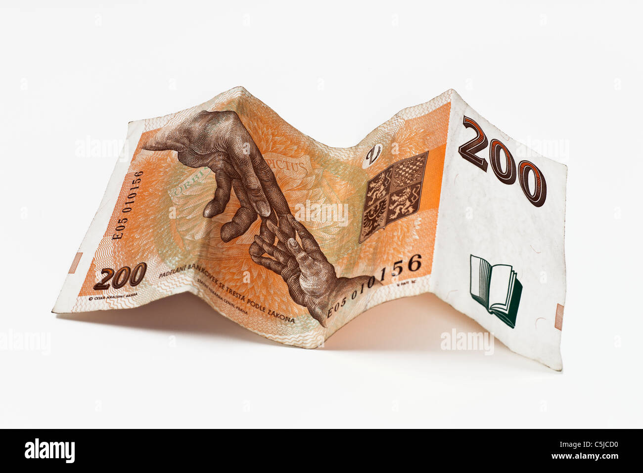 Rückseite einer tschechischen 200 Kronen | Billets verso d'un billet de 200 couronnes tchèques Banque D'Images