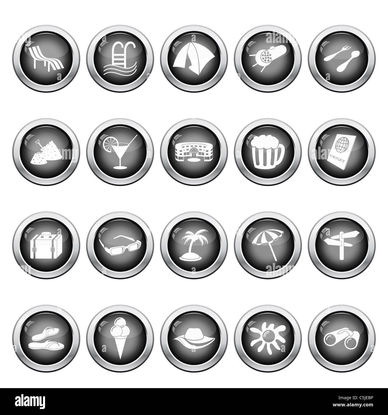 Set de voyage d'autre vecteur web icons Banque D'Images