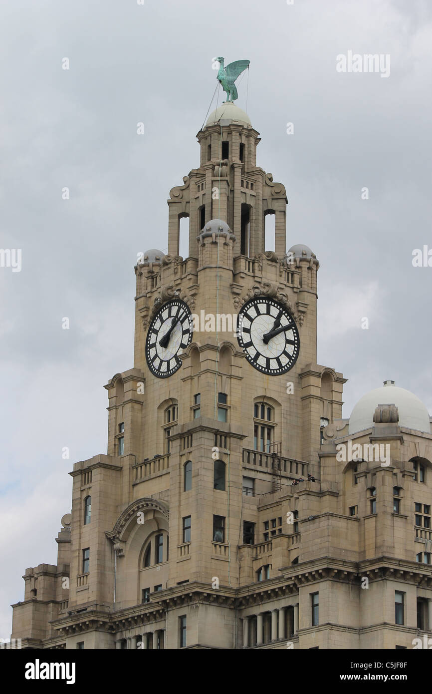 Le Liver Building, Liverpool, montrant la femelle oiseau du foie et la plus grande horloge au Royaume-Uni Banque D'Images