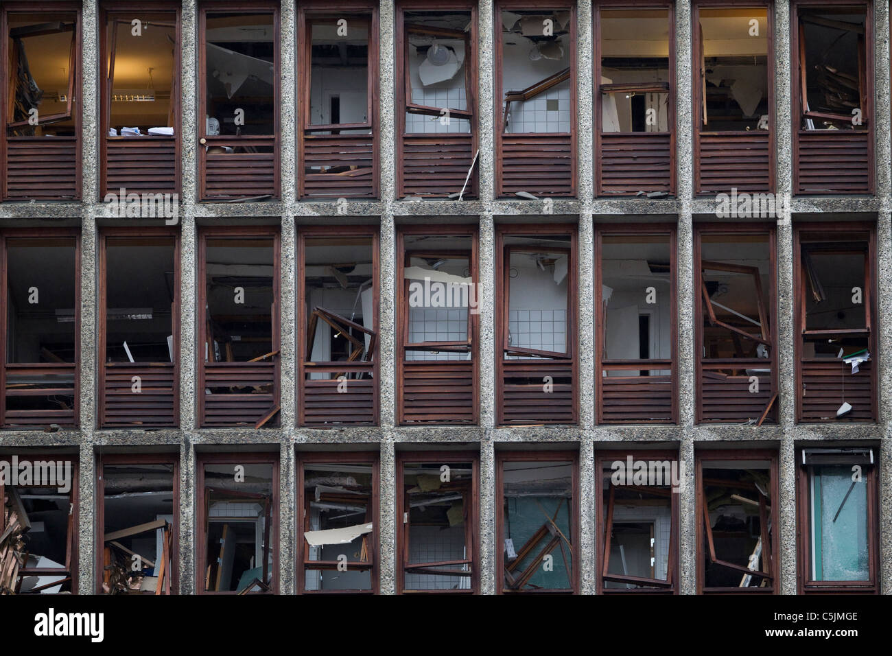Destruction en surface politique d'Oslo où la terreur des bombes faites par Anders Behring Breivik a détruit des bâtiments.Photo:Jeff Gilbert Banque D'Images