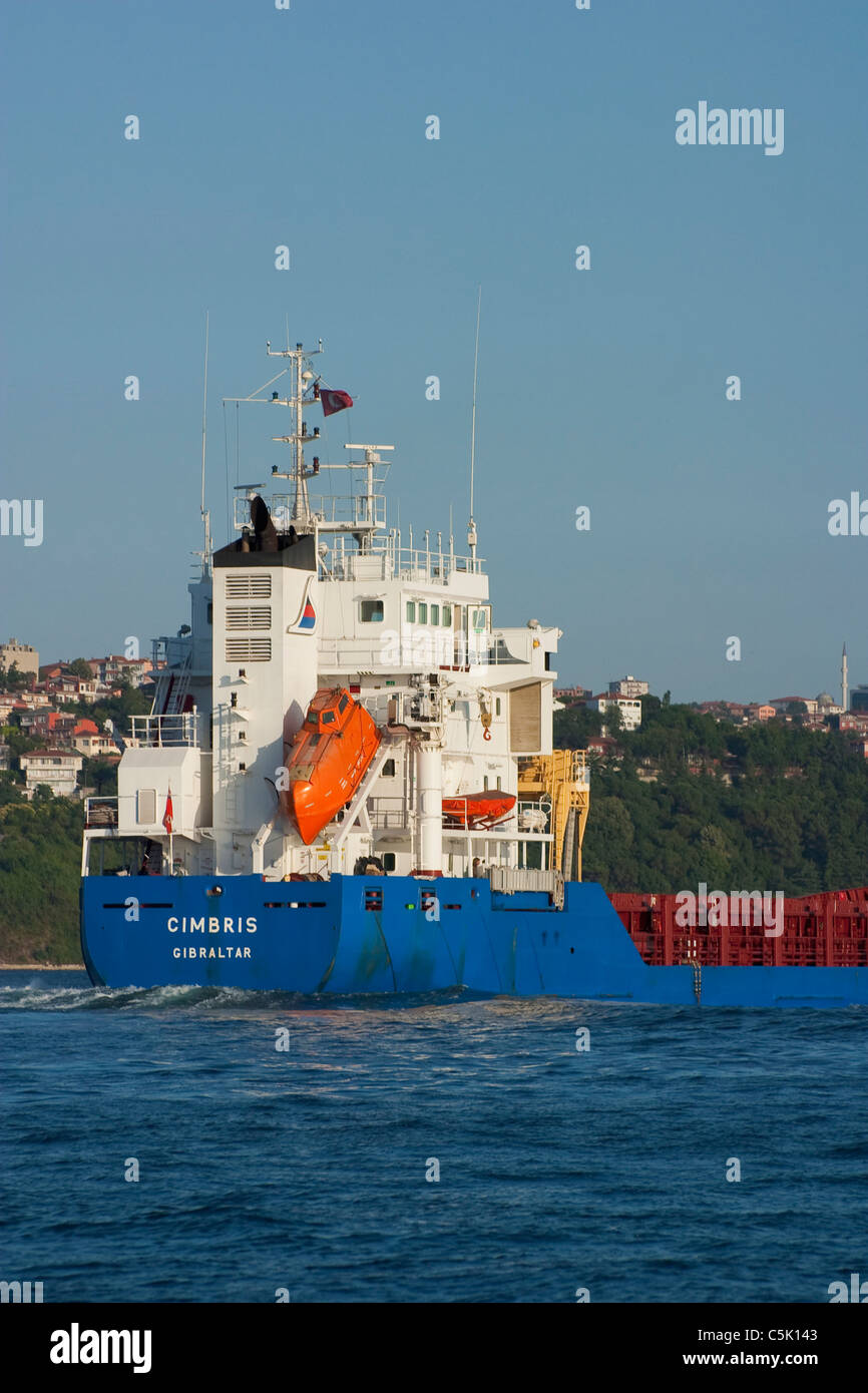 Freighter en passant par le Bosphore, Istanbul, Turquie Banque D'Images