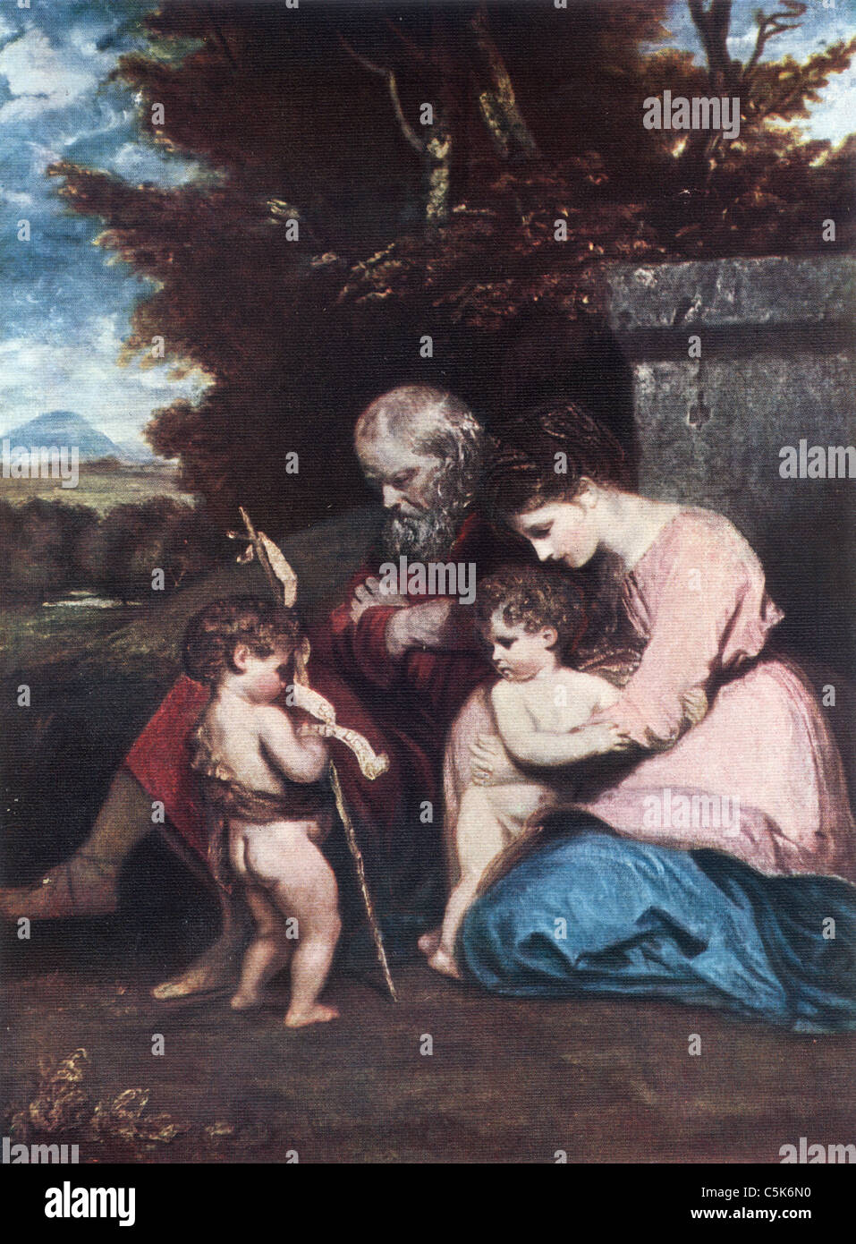 Tableau par Sir Joshua Reynolds, "La Sainte Famille" ; séjours linguistiques ; Huile sur toile Banque D'Images