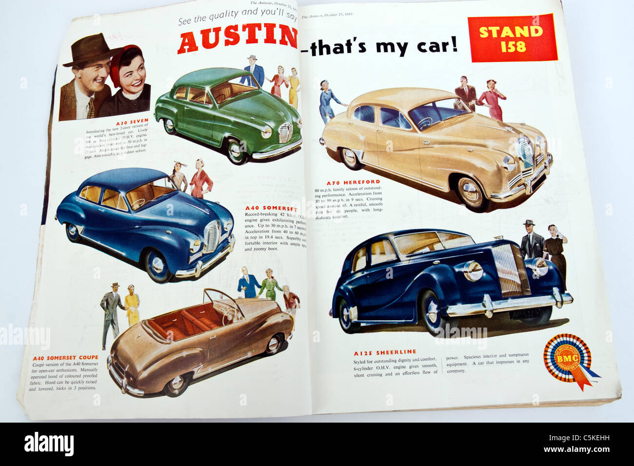 Illustration de 1953 Austin voitures classiques de 'l' Autocar magazine du 23 octobre 1953 Banque D'Images