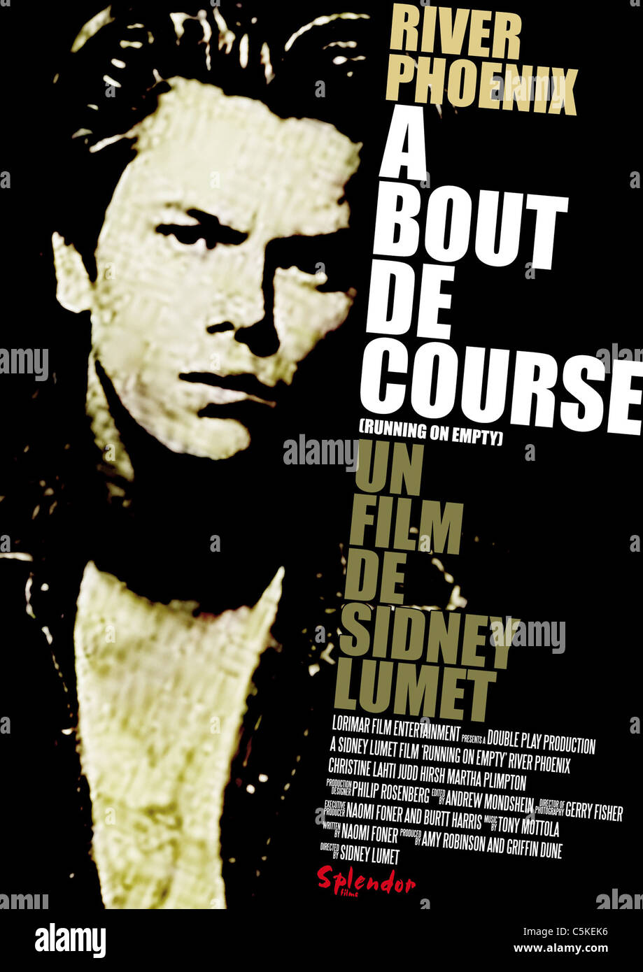 Running on Empty Année : 1988 Réalisateur : Sidney Lumet River Phoenix Film poster (Fr) Banque D'Images