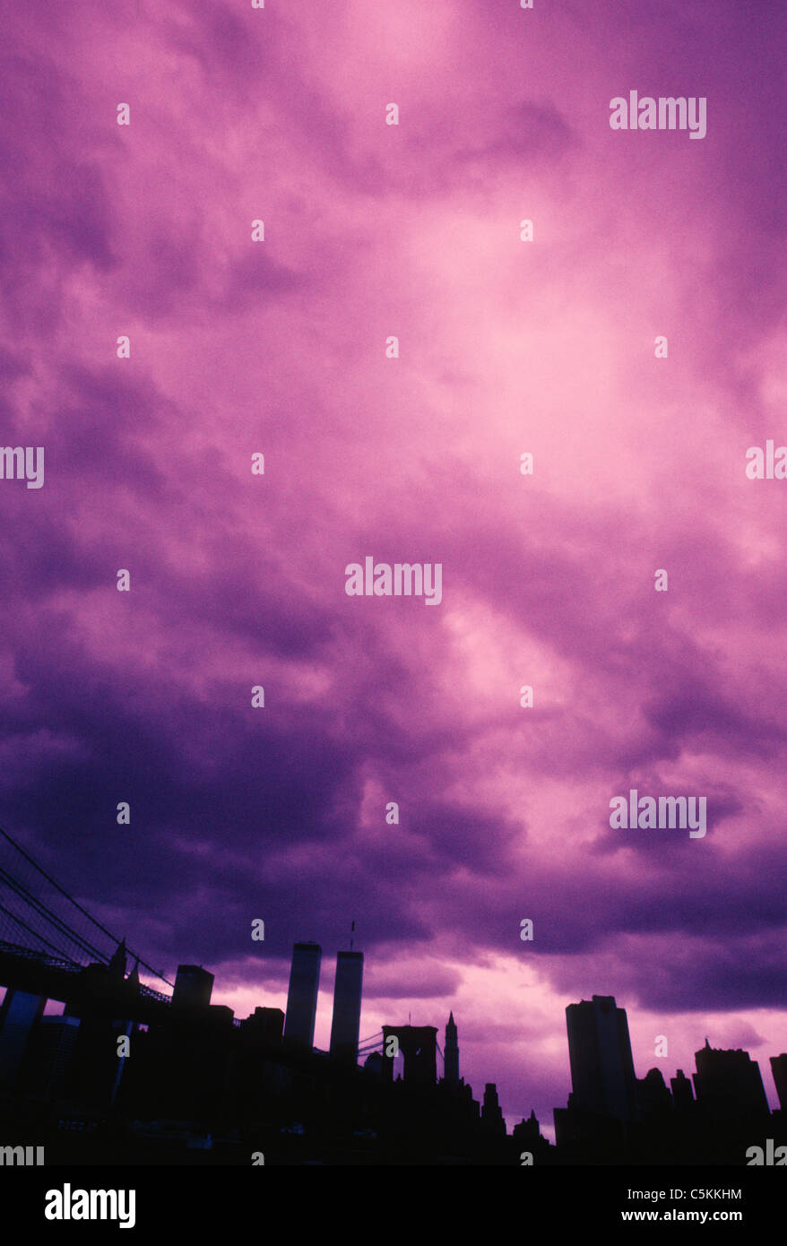 Broklyn Bridge et le lower Manhattan, Brooklyn NY Banque D'Images