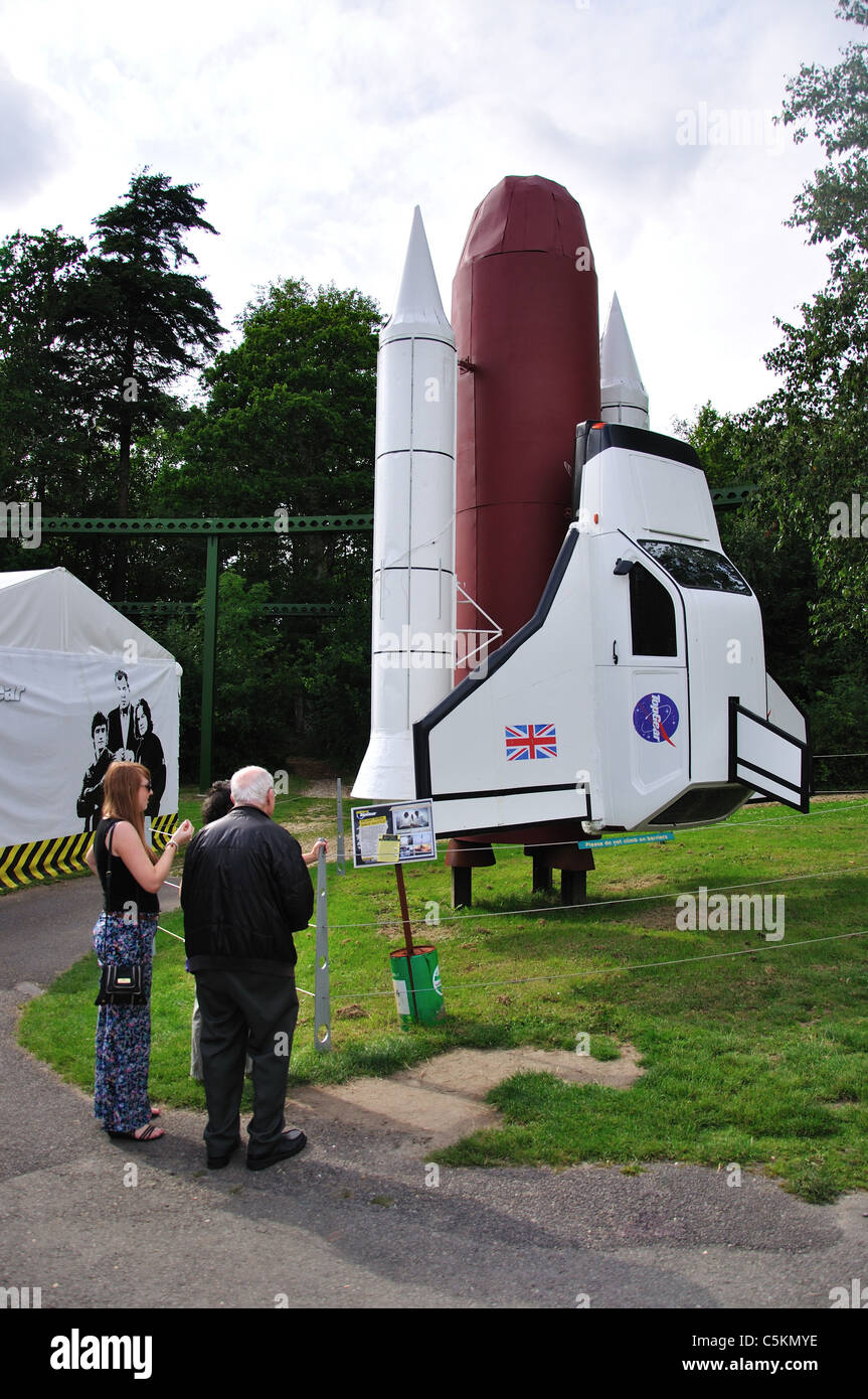 Reliant Robin Navette spatiale, monde de Top Gear, Beaulieu, New Forest District, Hampshire, Angleterre, Royaume-Uni Banque D'Images