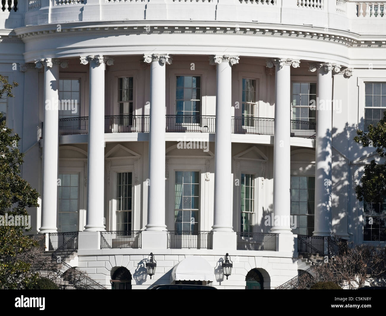 Le portique sud de la Maison Blanche à Washington DC. Banque D'Images