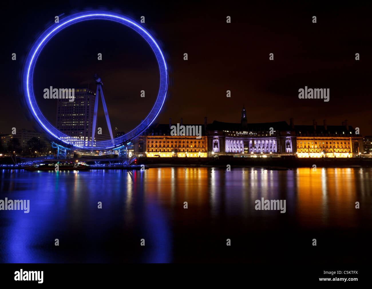 London Eye de nuit Banque D'Images