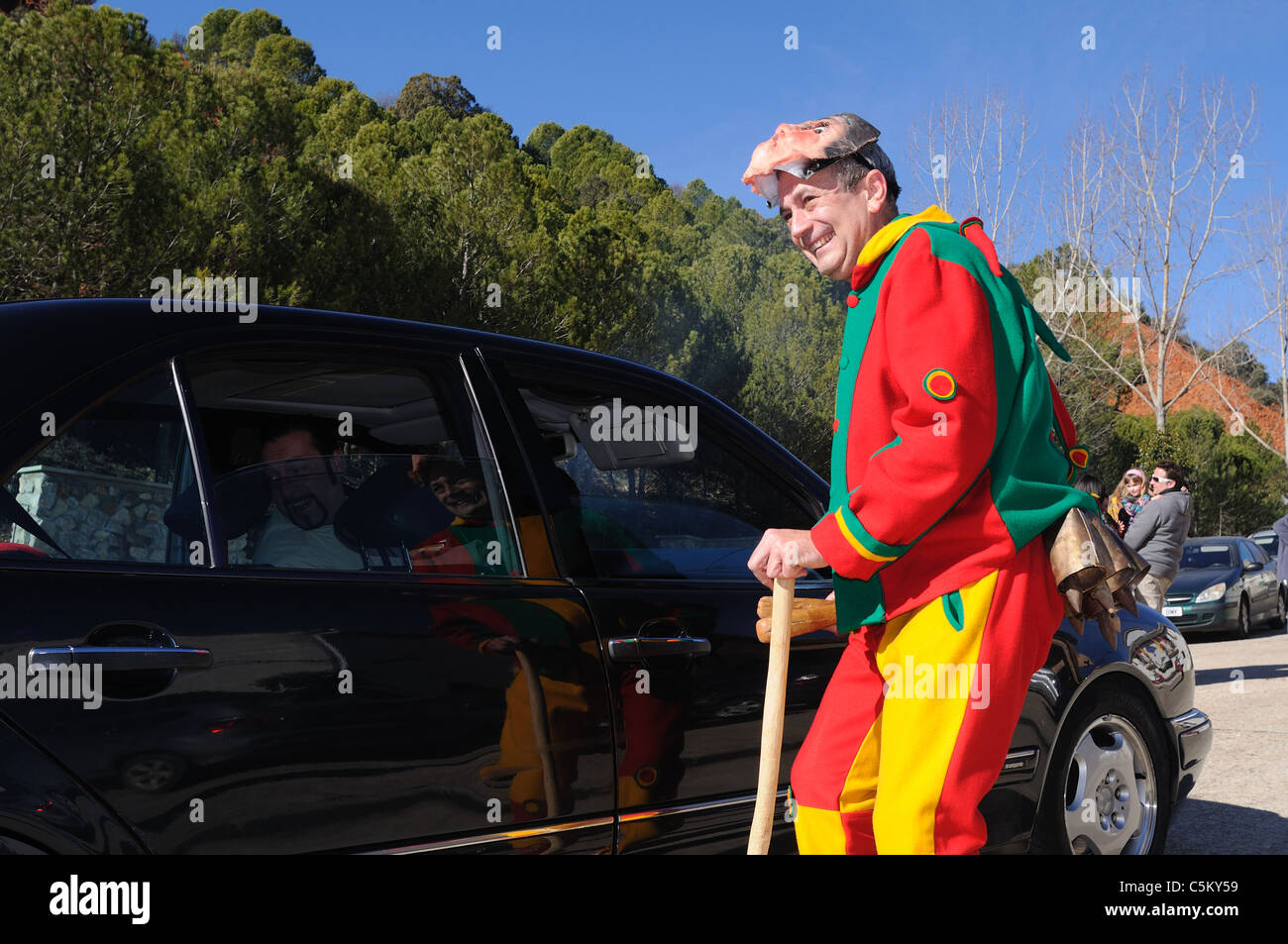 Carnival ' Botarga - Motley LA CANDELARIA ' dans RETIENDAS . Guadalajara. Castille-La Manche.ESPAGNE Banque D'Images