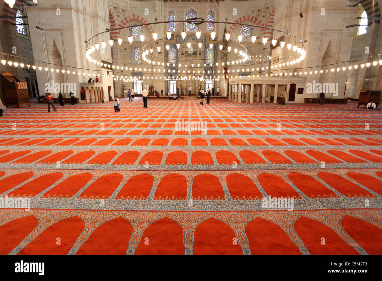 Intérieur de la mosquée de Soliman à Istanbul Banque D'Images