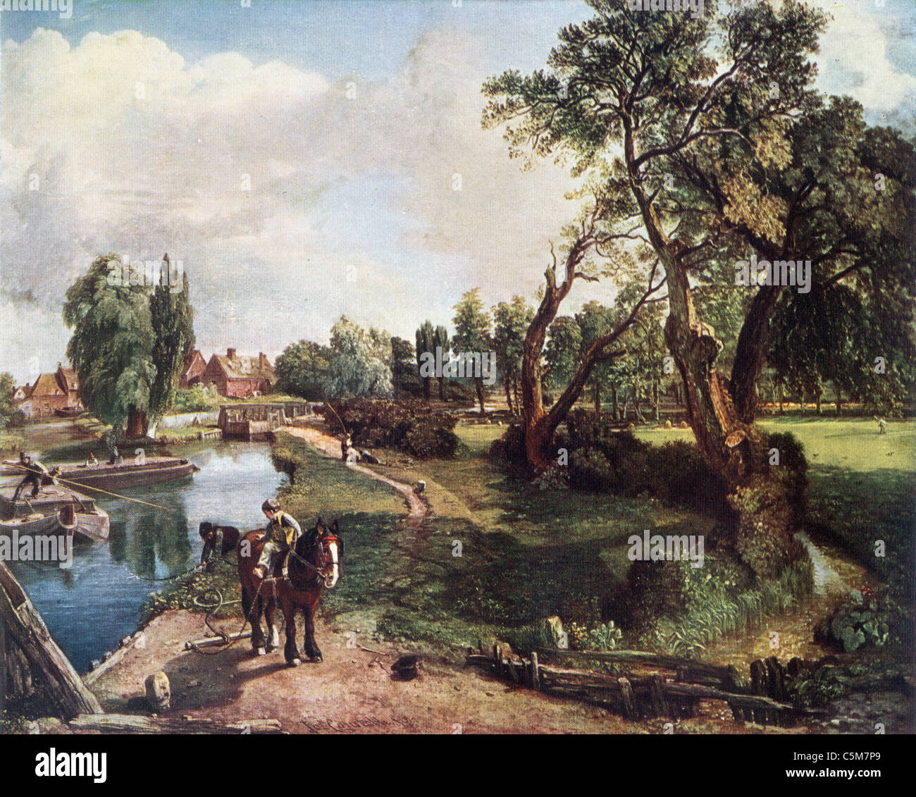 Peinture de John Constable Flatford ; "sur la rivière Stour' ; séjours linguistiques ; Huile sur toile Banque D'Images