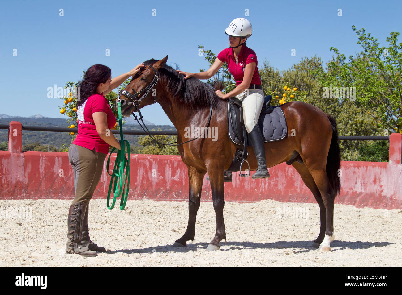 Deux femmes et Paso Iberoamericano horse Banque D'Images