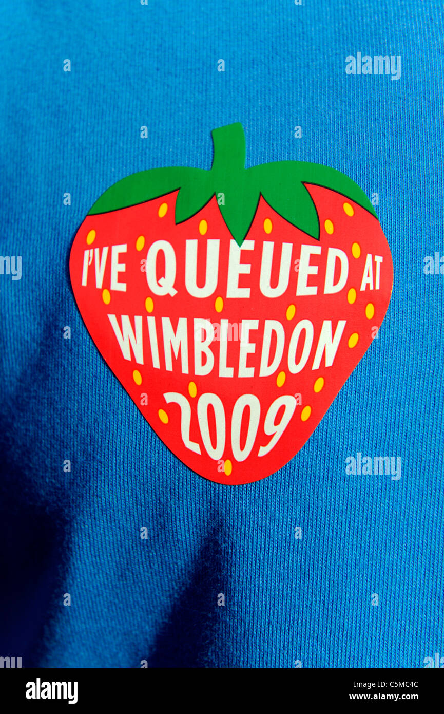 J'ai mis en attente à Wimbledon au cours de l'autocollant 2009 Championnats de tennis de Wimbledon Banque D'Images