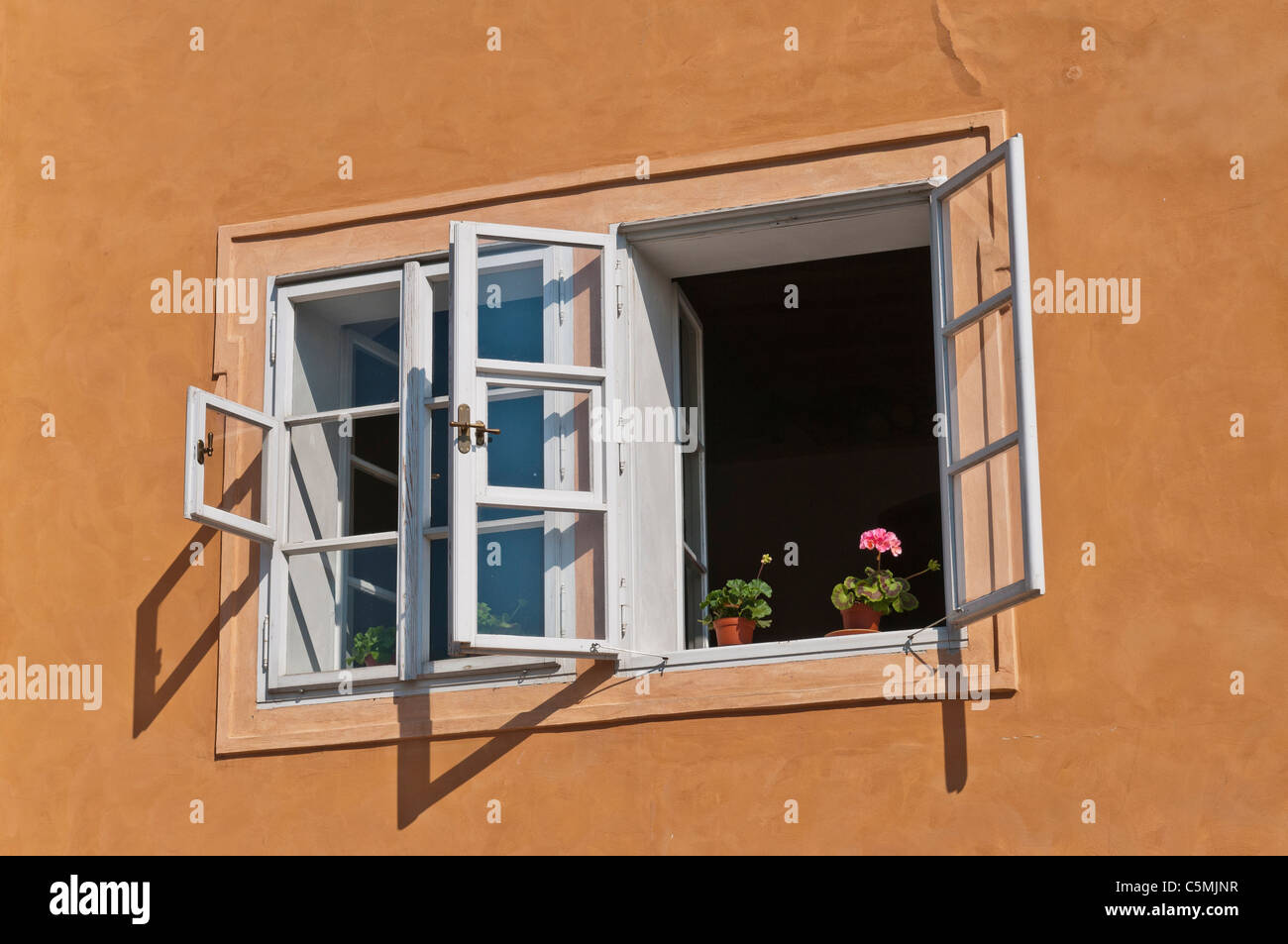 Cache-pot sur un rebord de fenêtre | Blumentopf suis Fensterbrett Banque D'Images