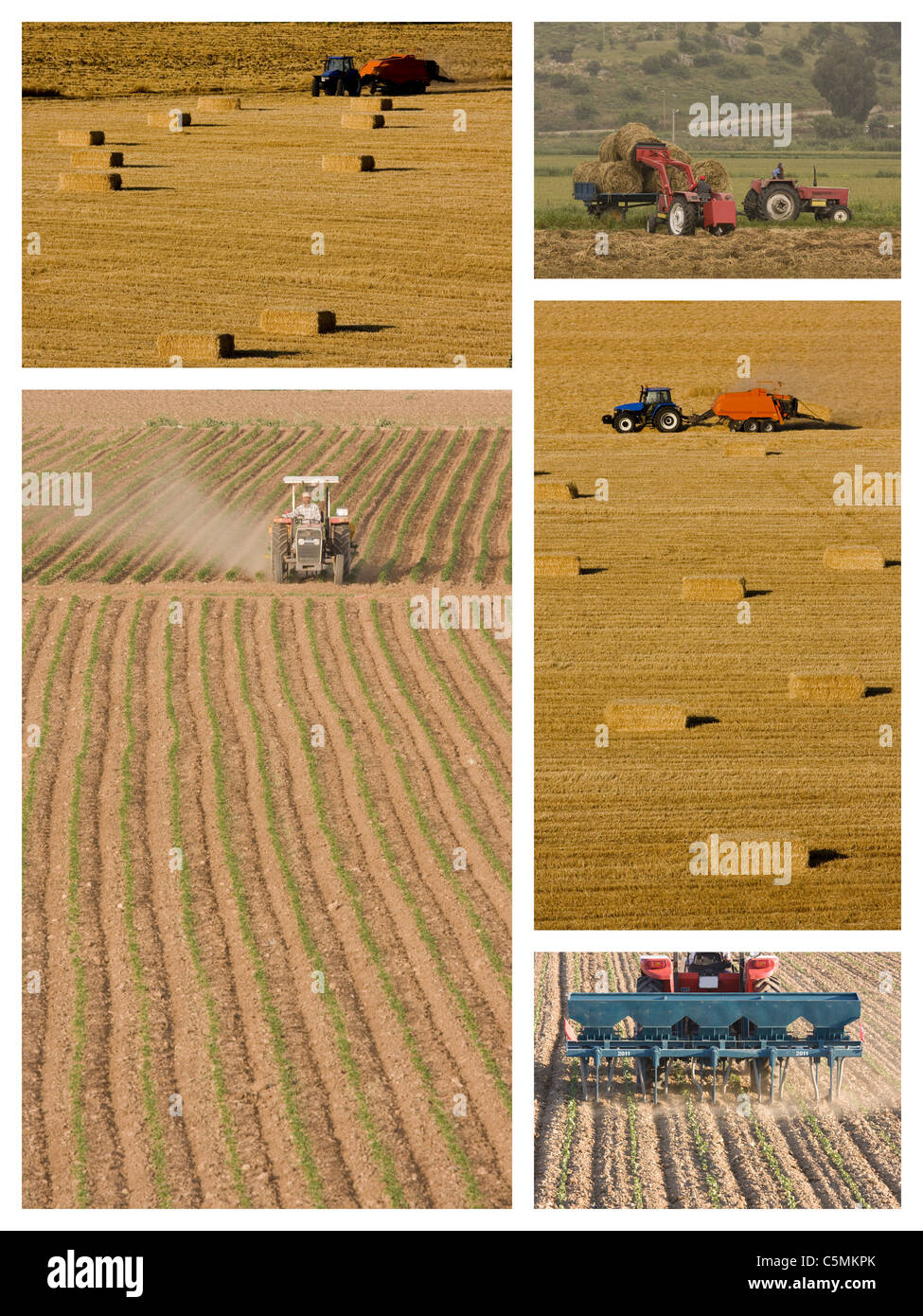 Collage d'agriculteur avec tracteur Banque D'Images